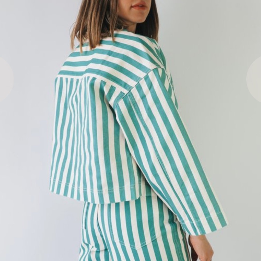 The Tiny Big Sister Berta Striped Denim Jacket 40 NWT - Picture 4 of 5